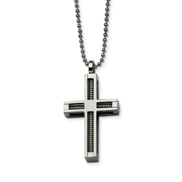Mens Gentlemen's Classics(tm) Polished Steel Cross Necklace - image 