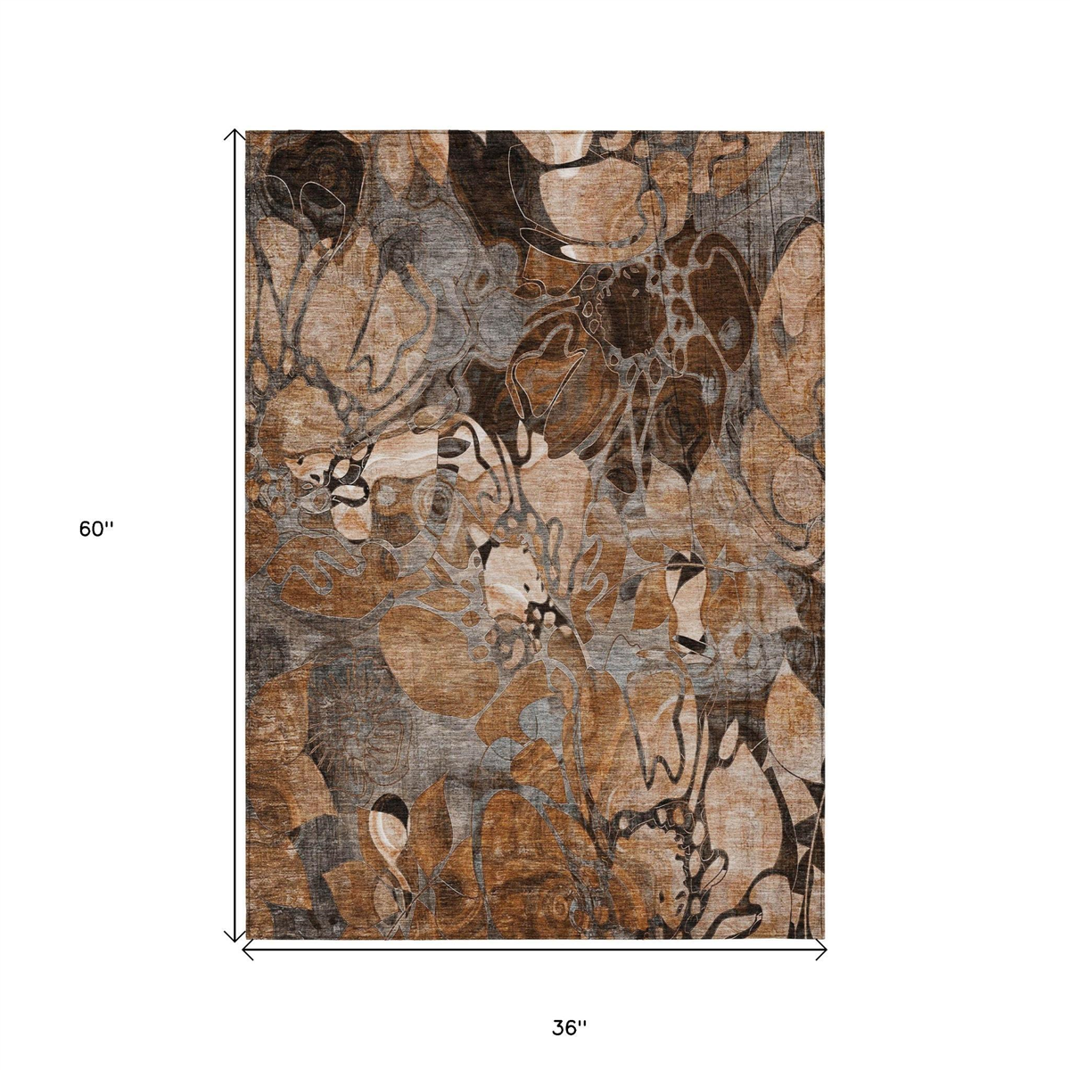 HomeRoots Abstract Washable Indoor/Outdoor Rectangular Area Rug