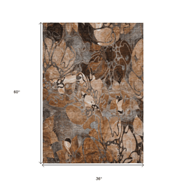 HomeRoots Abstract Washable Indoor/Outdoor Rectangular Area Rug