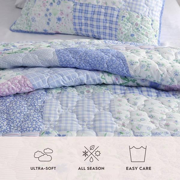 Laura Ashley Parker Patchwork Microfiber Quilt Set