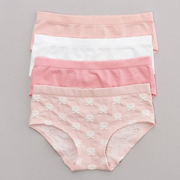 Girls (7-16) René Rofé® 4pk. Seamless Jacquard Underwear - Pink