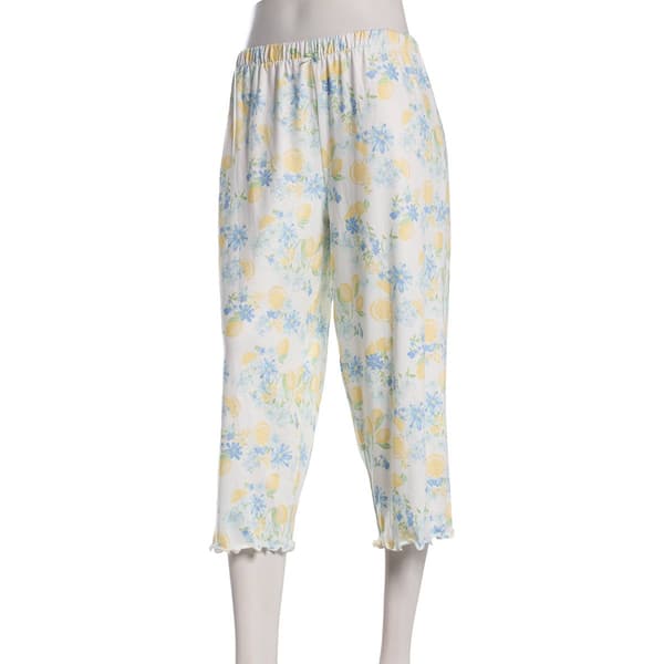 Petite Jessica Simpson Floral Citrus Lettuce Edge Capris