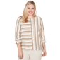Womens Alfred Dunner Natural Wonder Spliced Stripe Three Quarter - image 1