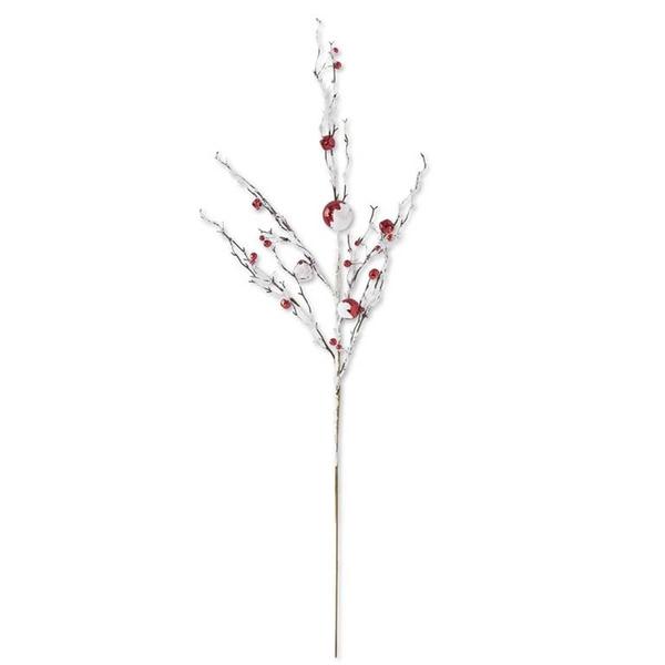 K&K Interiors Ornaments & Bells Glitter Flocked White Branch - image 