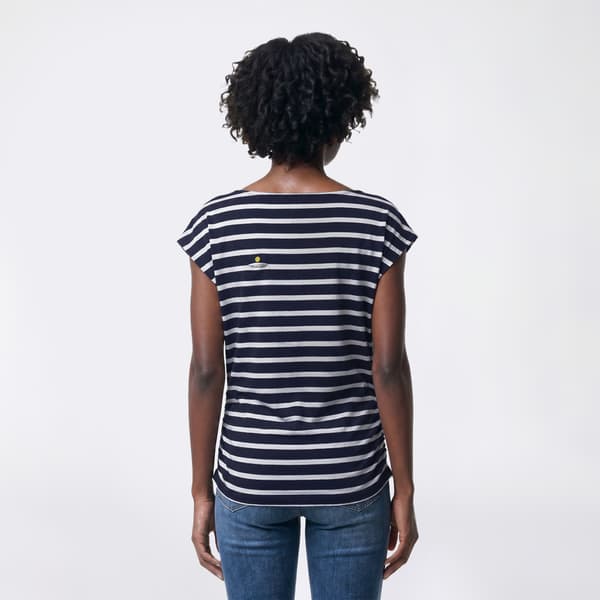 Womens Preswick & Moore Stripe Side Ruching Tee