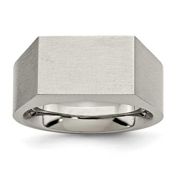 Mens Endless Affection(tm) Titanium Polished &amp; Brushed Signet Ring - image 