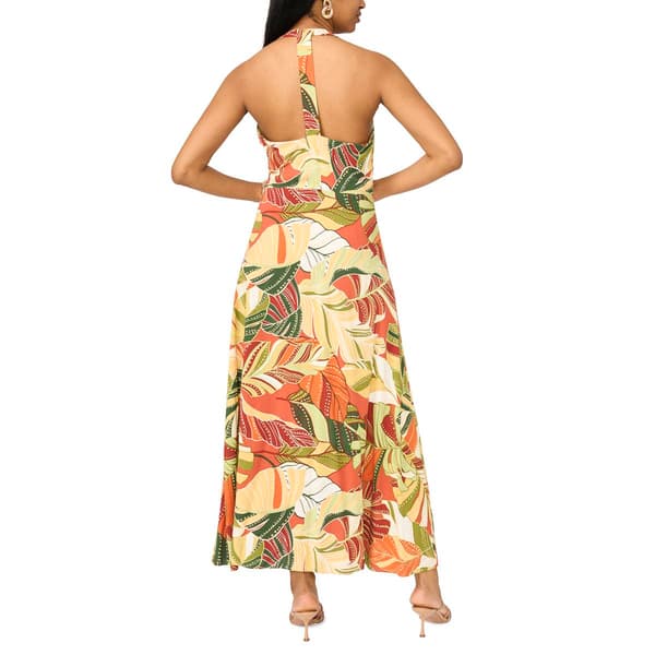 Womens MSK Sleeveless V Neck Tropical Challis Maxi Dress