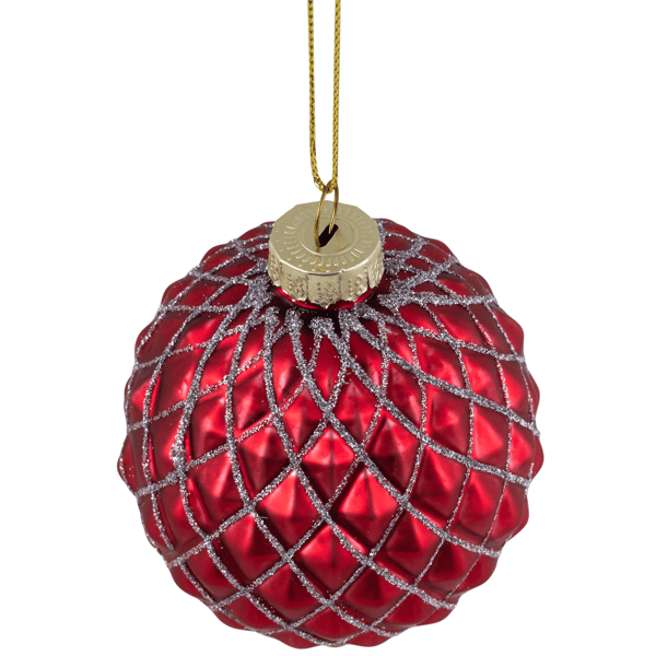 Northlight Glittered Red & Silver Glass Christmas Ball Ornament