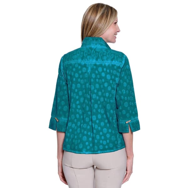 Plus Size Ali Miles 3/4 Sleeve Faded Floral Blouse