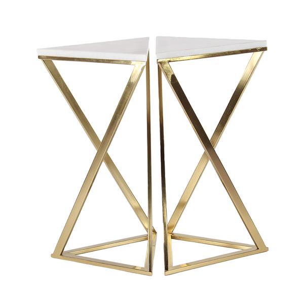 9th & Pike(R) Triangular Marble Accent Table - Set Of 2 - image 