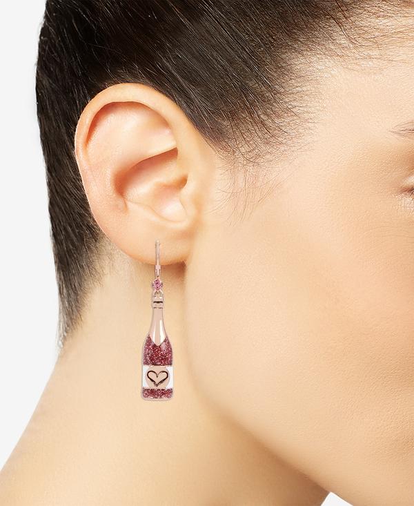 Betsey Johnson Rose Gold-Tone Mismatch Drop Earrings