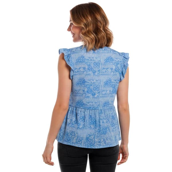 Plus Size Absolutely Famous Flutter Sleeve Tie Neck Blouse