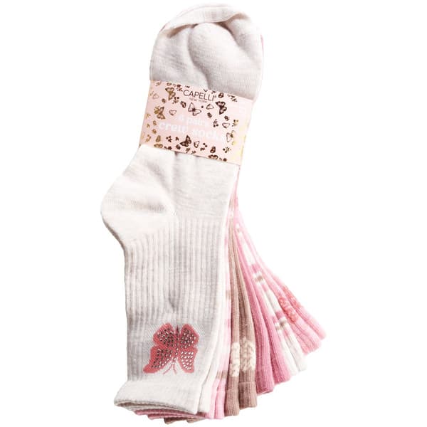 Girls Capelli(R) New York 6pk. Butterfly Crew Socks w/ Gems - image 