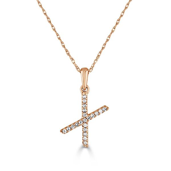 Diamond Classics(tm) 14kt. Rose Gold Initial X Letter Necklace - image 