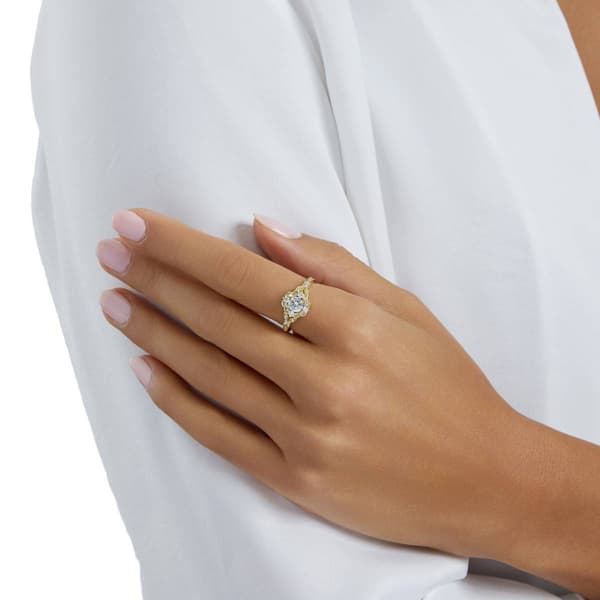 Athra 14kt. Gold over Brass CZ Halo Ring