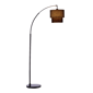 HomeRoots 71 Brown And Black Arched Floor Lamp With Brown Fabri - image 1