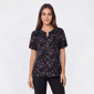 Petite Napa Valley Short Sleeve Floral Pleated Henley Blouse - image 1
