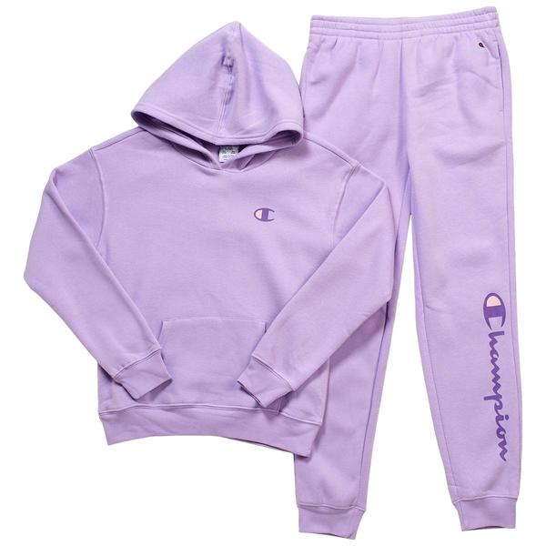 Girls(7-16) Champion® Front & Back Logo Hoodie w/ Joggers Set