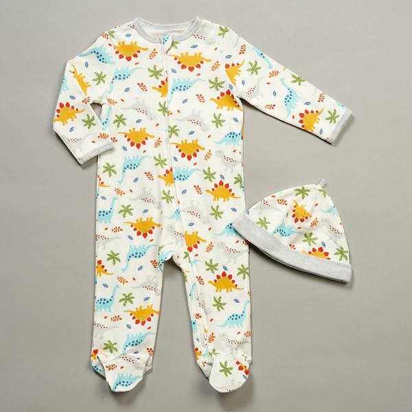 Baby Boy (NB-9M) Little Me(R) Happy Dinos Footie with Hat - image 