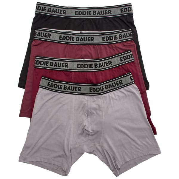 Mens Eddie Bauer(R) 4pk. Microfiber Boxer Briefs - Maroon/Black