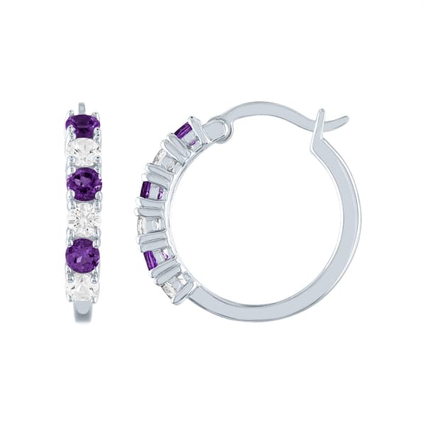 Gemstones Classics(tm) Genuine White Sapphire Hoop Earrings - image 