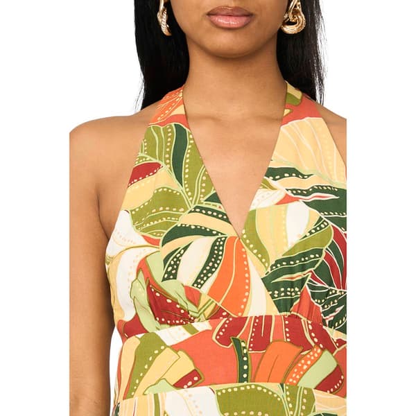 Womens MSK Sleeveless V Neck Tropical Challis Maxi Dress