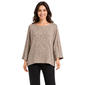 Womens Zac & Rachel Elbow Sleeve Button Trim Melange Rib Knit - image 1