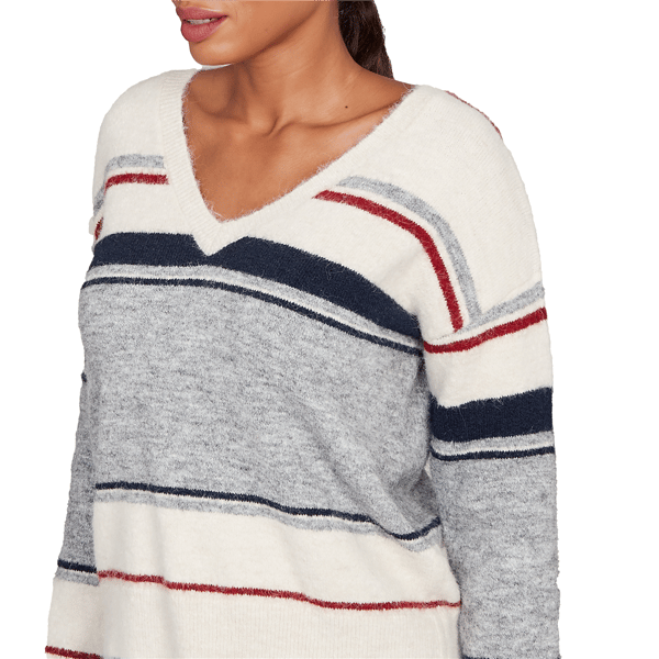 Womens Skye&#8217;s the Limit Back To Town V Neck Stripe Sweater