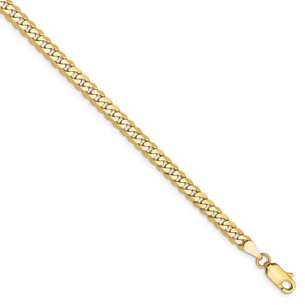 Mens Gold Classics(tm) 3.2mm. 14kt. Gold Beveled Curb Chain Bracelet