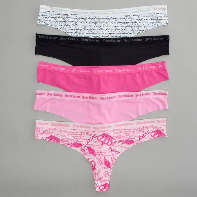 Juniors Juicy Couture 5pk. Raw Edge Thong Panties JC8239-5PKET