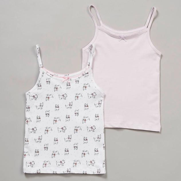 Girls (4-6x) René Rofé® Pretty Pearl 2pk. Dog & Solid Camisoles