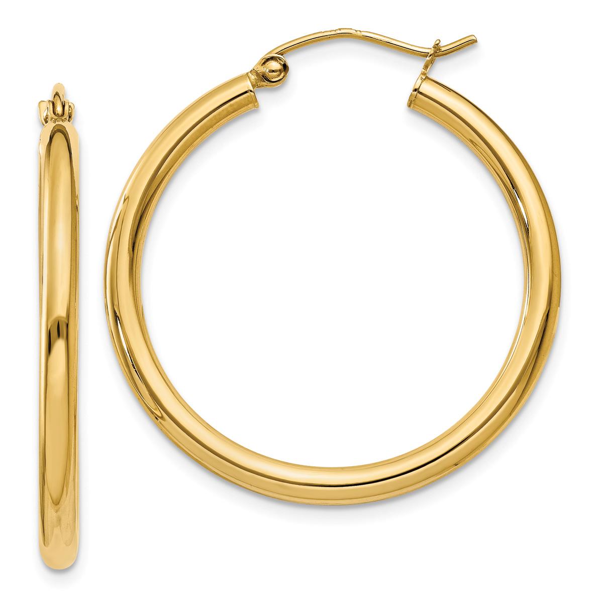 Gold Classics(tm) 14kt. Gold 30mm Tube Hoop Earrings