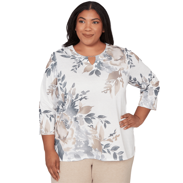 Plus Size Alfred Dunner Comfort & Joy Watercolor Floral Blouse
