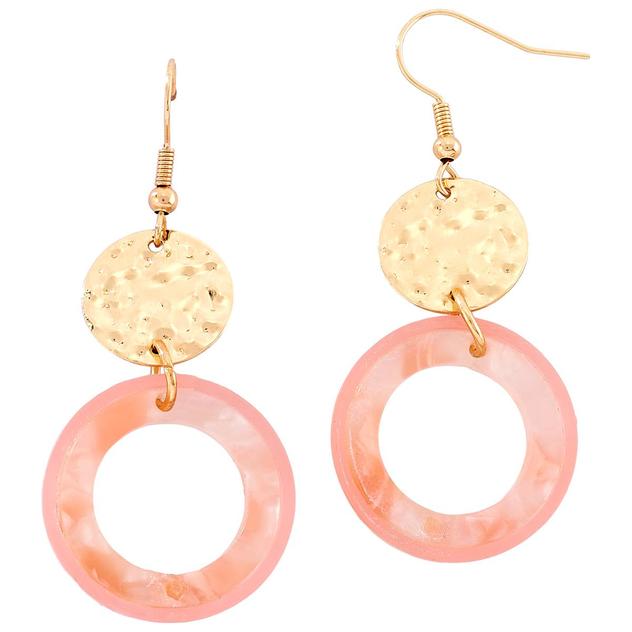 Ashley Cooper™ Hammered Disc & Peach Open Circle Earrings