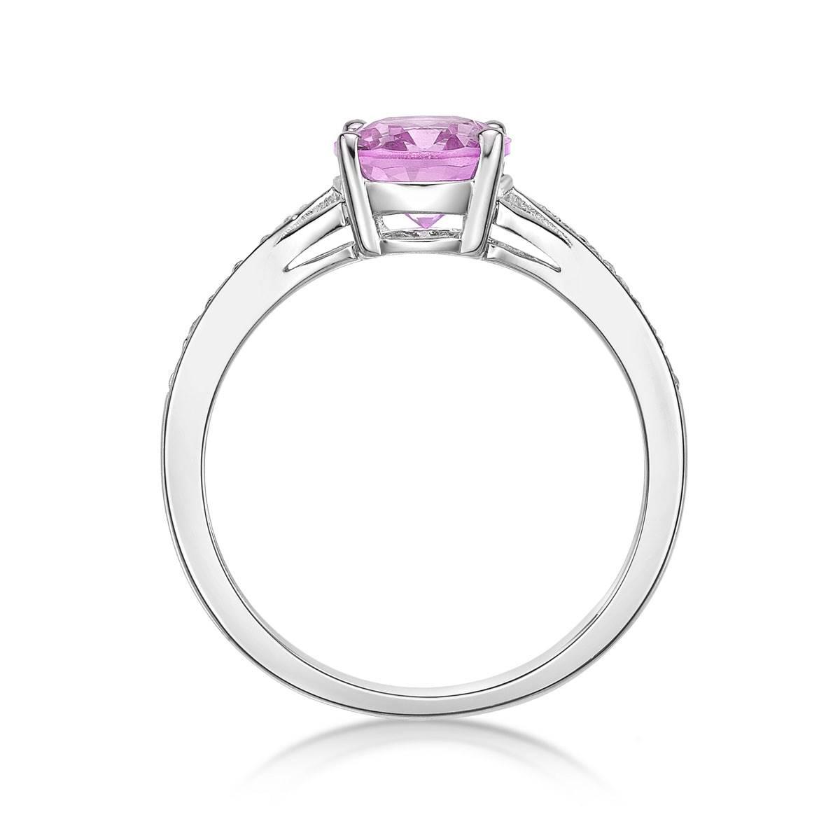 Sterling Silver Ring w/ Pink Sapphire & White Topaz Gemstones
