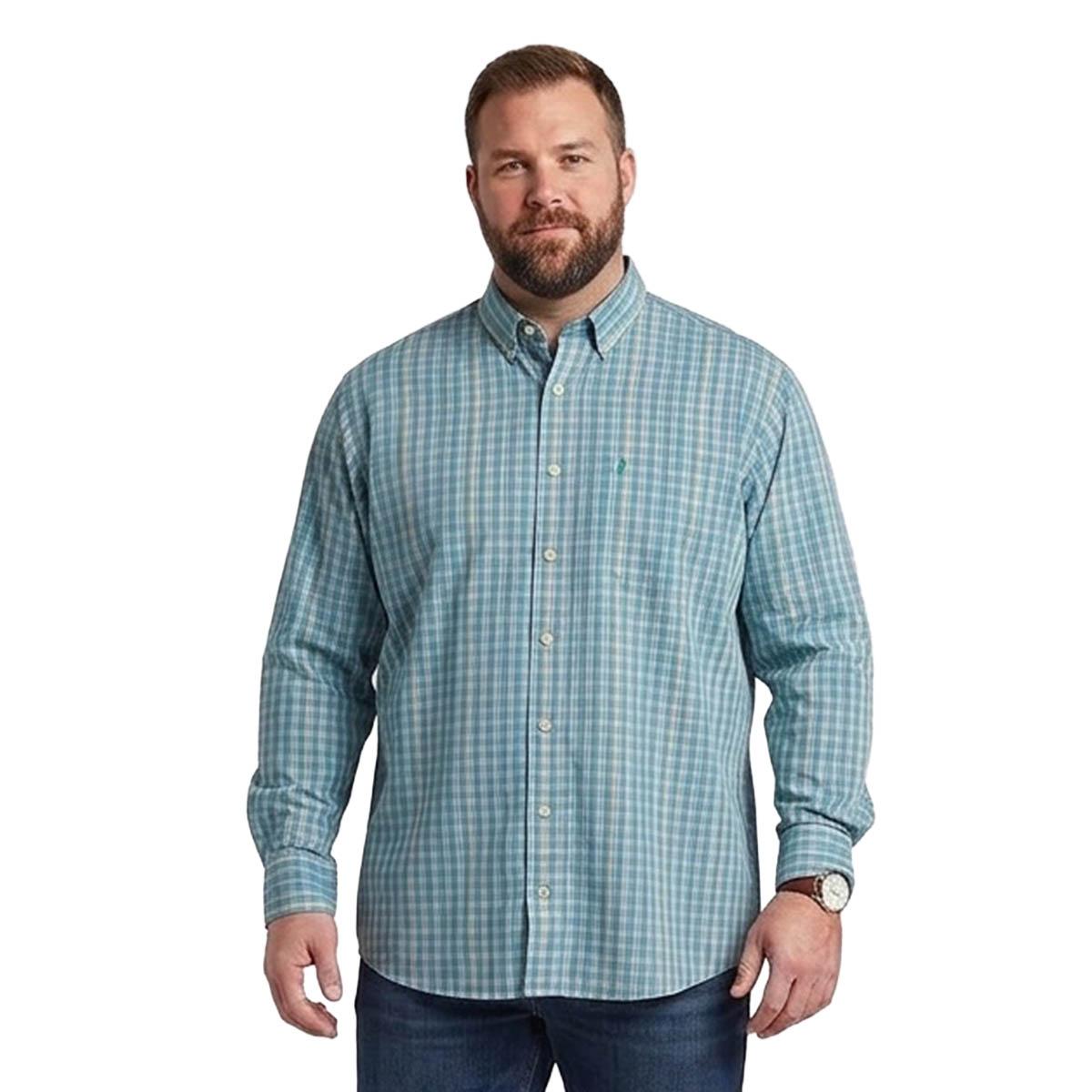 Mens Big & Tall IZOD(R) Plaid Button Down Shirt - Wasabi