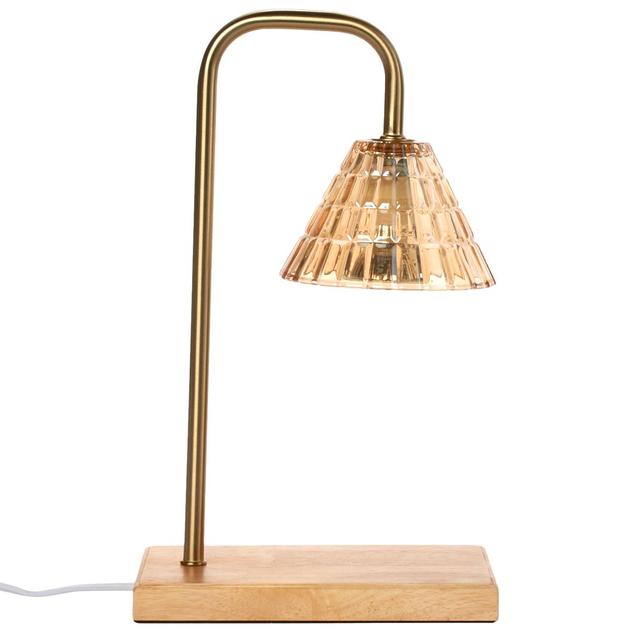 Amber Glass Shade Candle Warmer Lamp