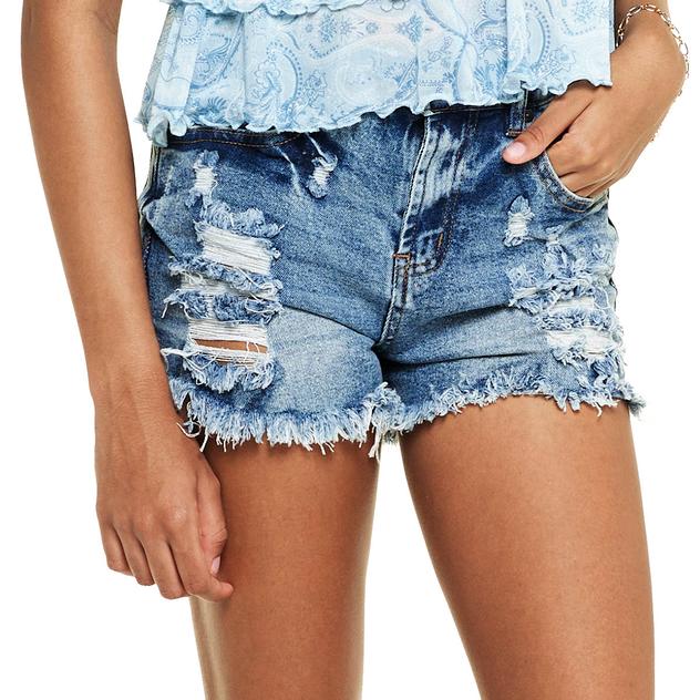 Juniors Madden Girl High Rise Destructed Festival Shorts