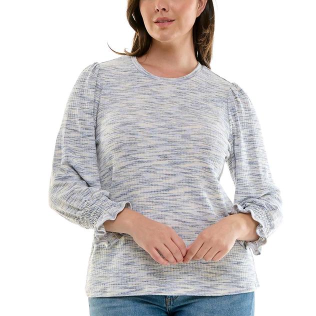 Petite Zac & Rachel Space Dye Smock Sleeve Rib Knit Sweater