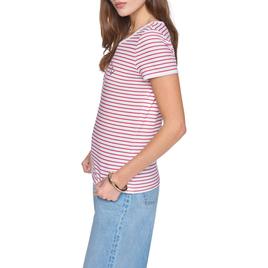Womens Halston Short Sleeve Crew Neck Stripe Logo Tee