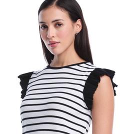 Womens Rafaella® Ruffle Cap Sleeve Stripe Blouse