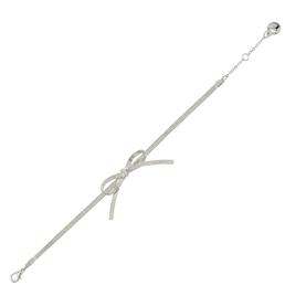 Steve Madden Silver-Tone Bow Chain Strand Bracelet