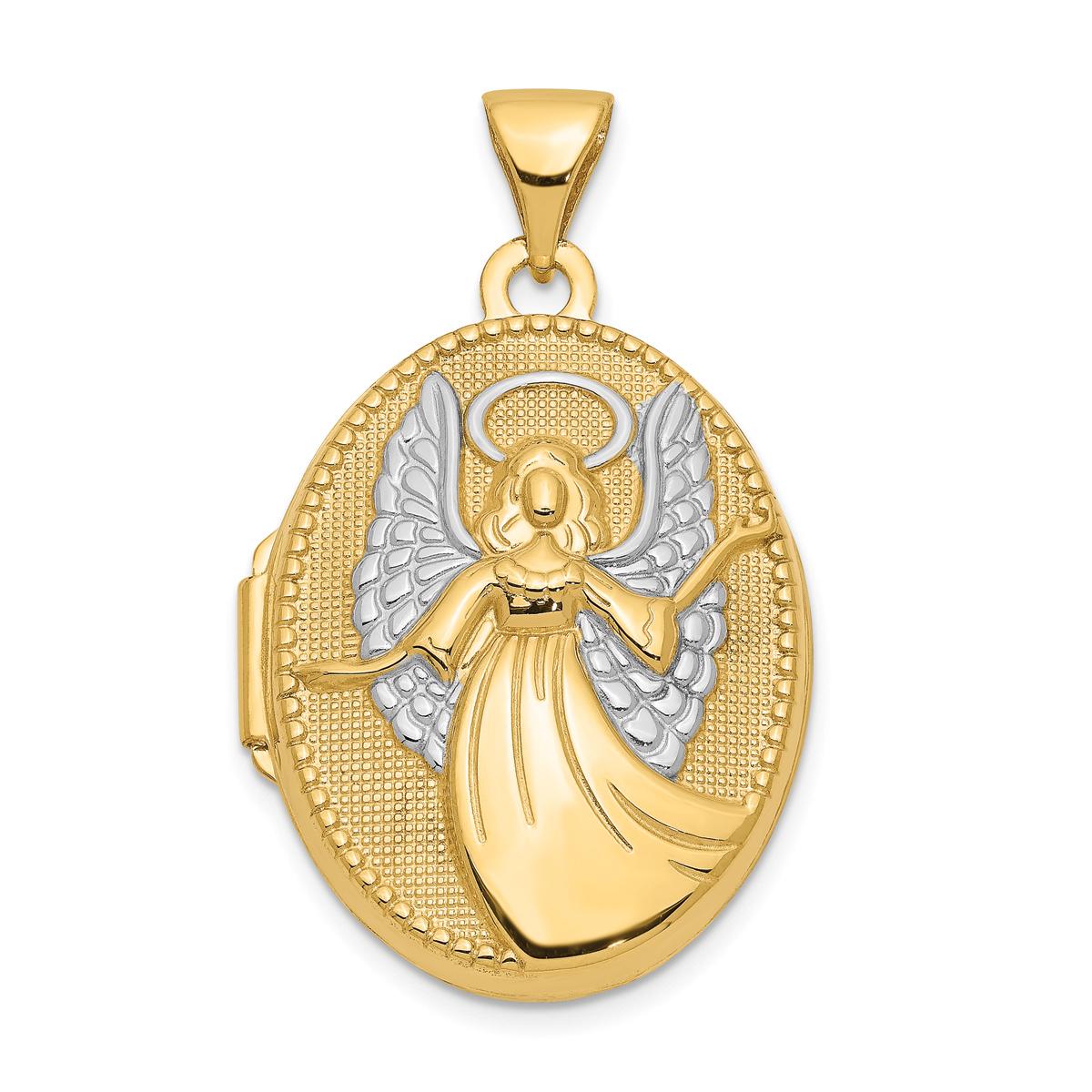 Gold Classics(tm) 14kt. Gold & Rhodium 21mm Oval Angel Locket