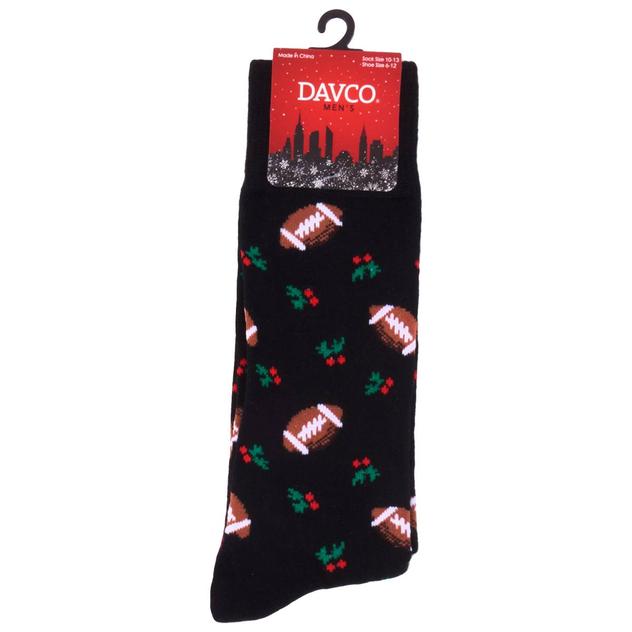 Mens Davco Christmas Footballs & Holly Ivy Crew Socks