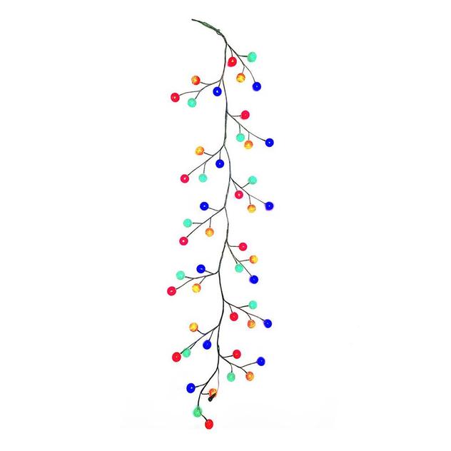 Kurt S. Adler 6ft. Green Garland w/48 Multicolor LED Ball Lights