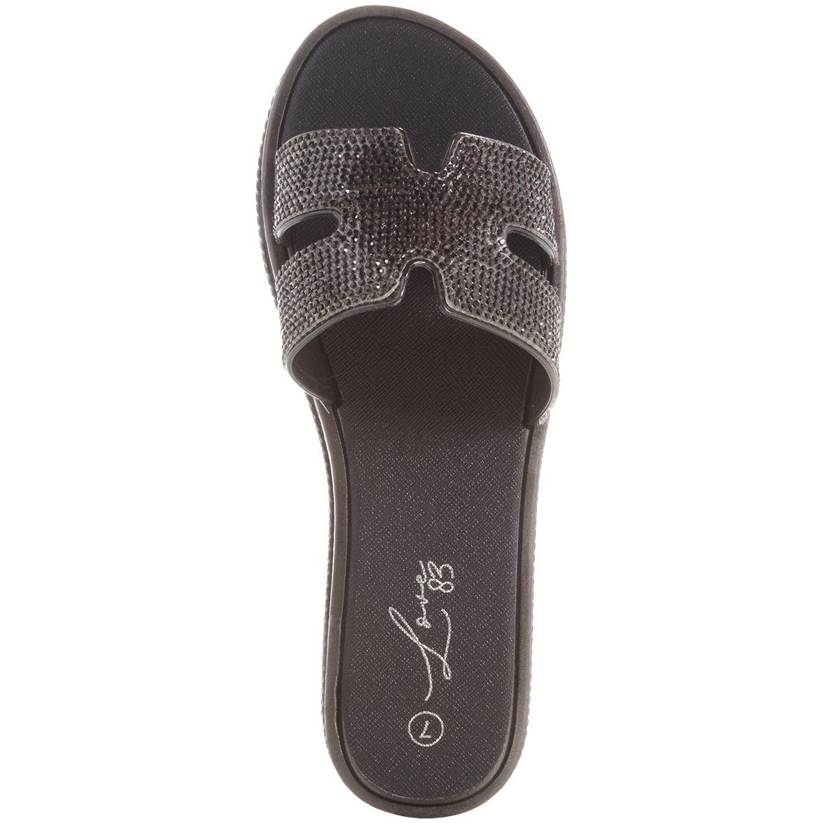 Womens Love 83 Rhinestone Band Jelly Sandals