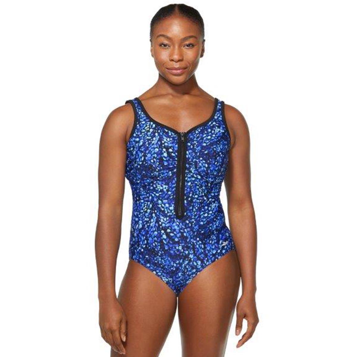 Womens Reebok Aqua Splash Zipper  One Piece Swimsuit