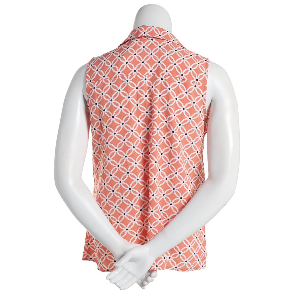 Petite Notations Notations Sleeveless Lattice Casual Button Down