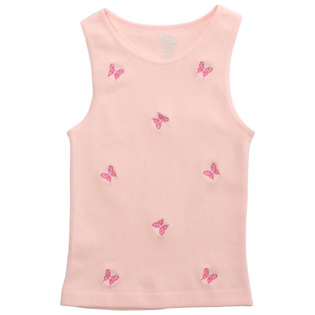 Girls (7-16) Jolie & Joy Butterfly Embroidered Seamless Tank Top
