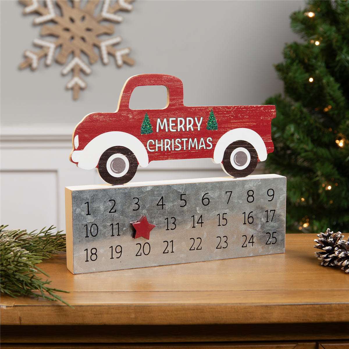 Northlight Merry Christmas Truck Wooden Advent Calendar